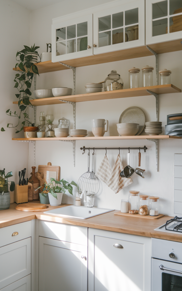 Install Open Shelving for an Airy Feel