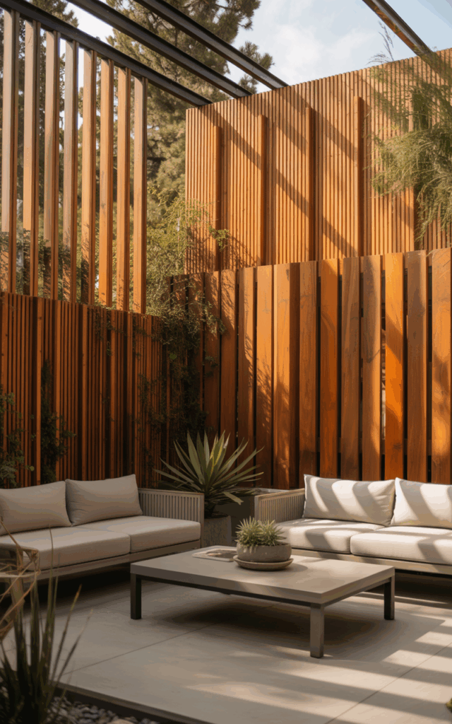 Install Tall Wooden Slat Panels for Instant Coverage