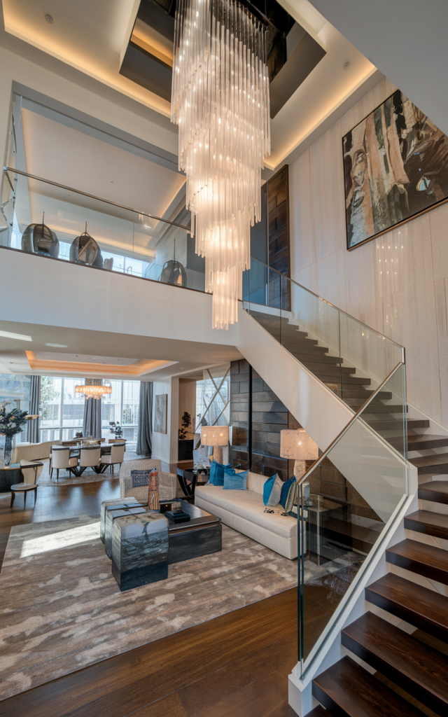 Install a Double-Height Chandelier for Drama