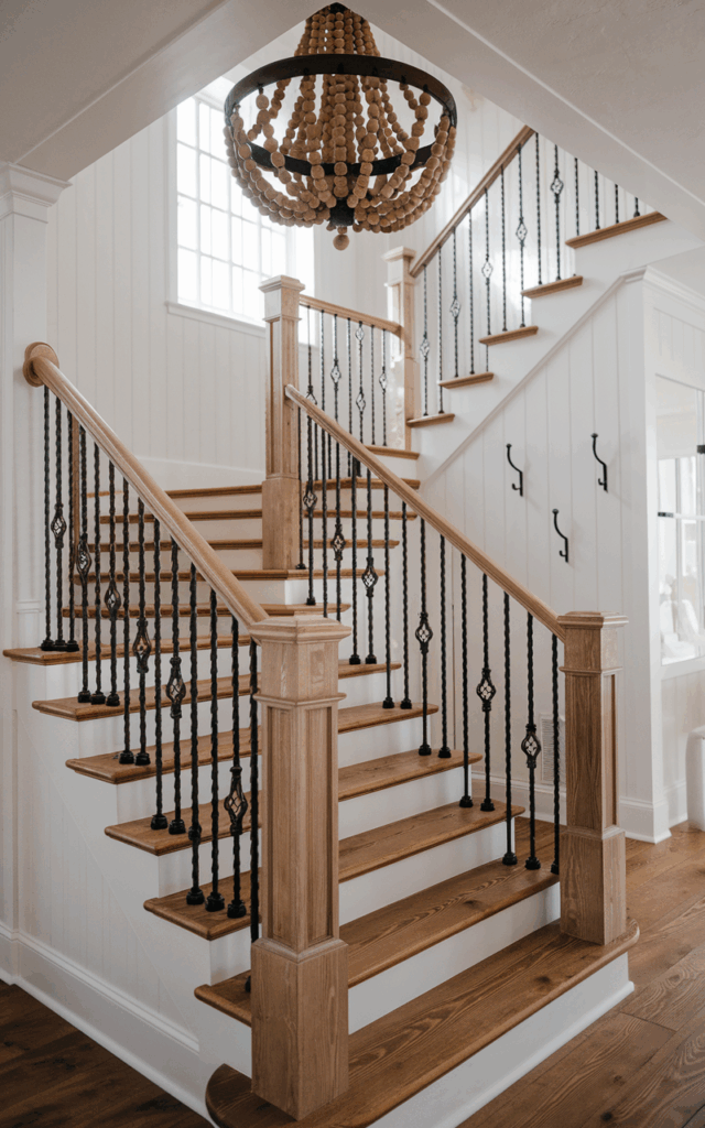 Install a Rustic Wood Bead Chandelier for Warmth
