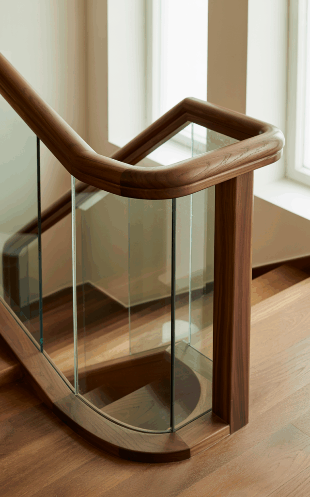 Install a glass-and-wood hybrid railing.