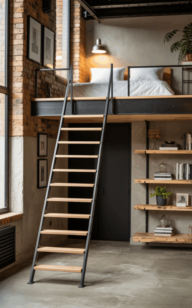 Install a narrow ladder-style staircase for loft access