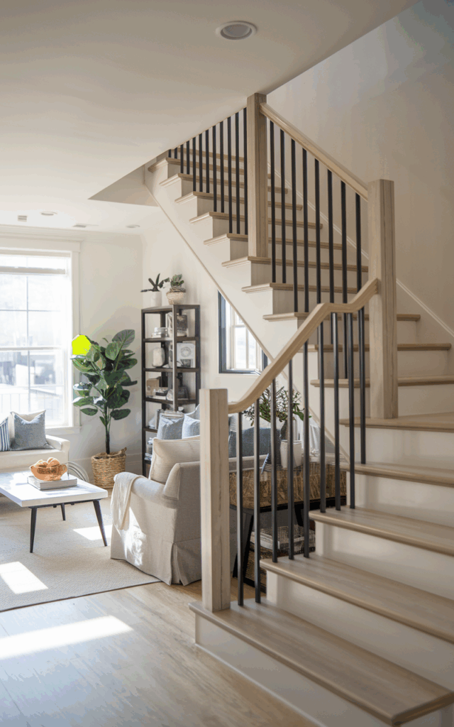 Install a slim black metal railing