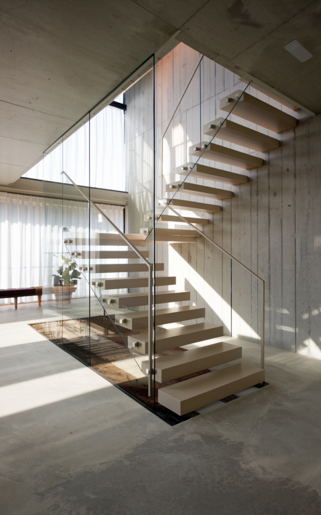 Install glass panels instead of traditional balusters