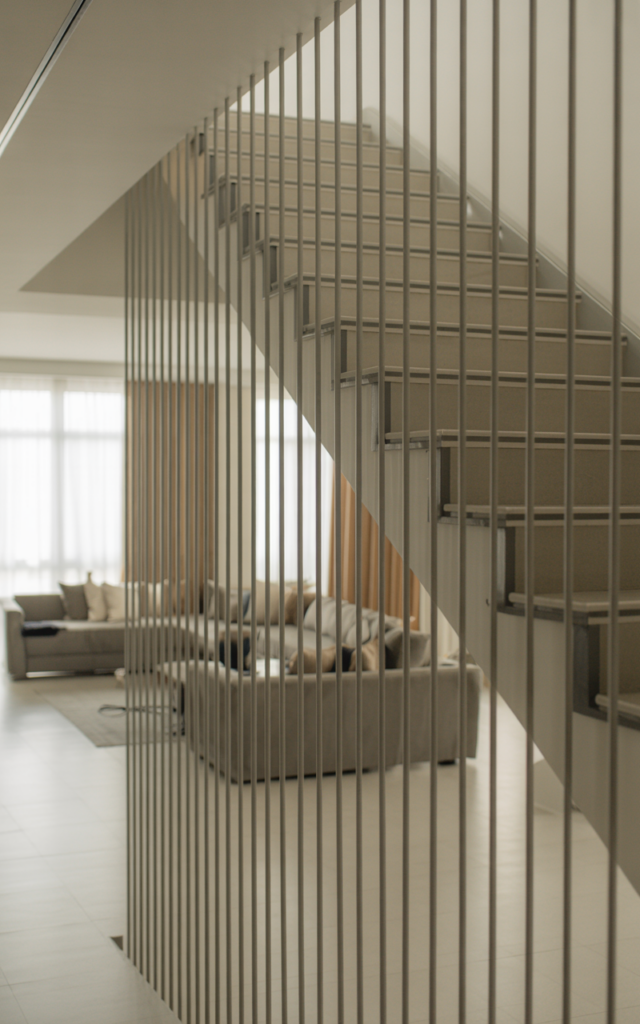 Install vertical metal rods for a contemporary minimalist edge.