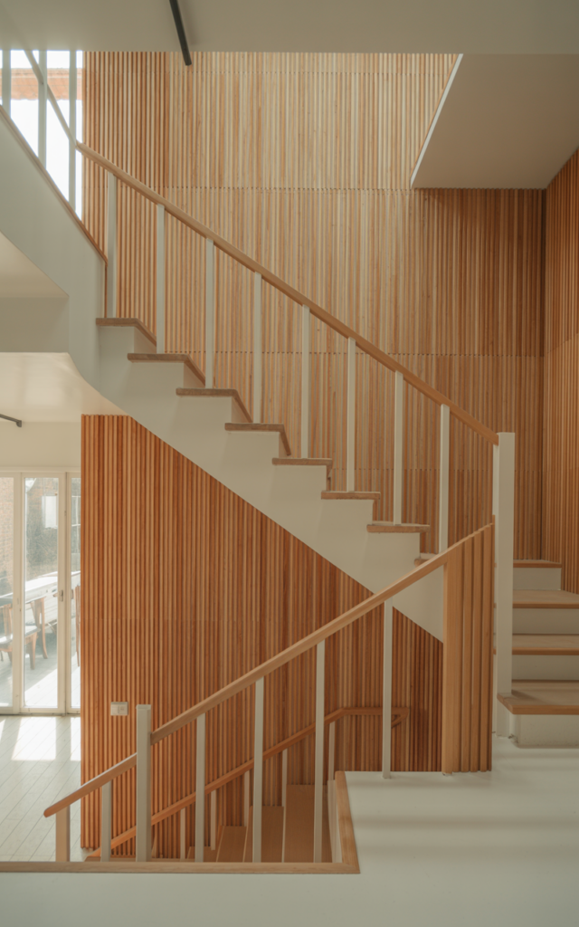 Install vertical wood slats to emphasize height