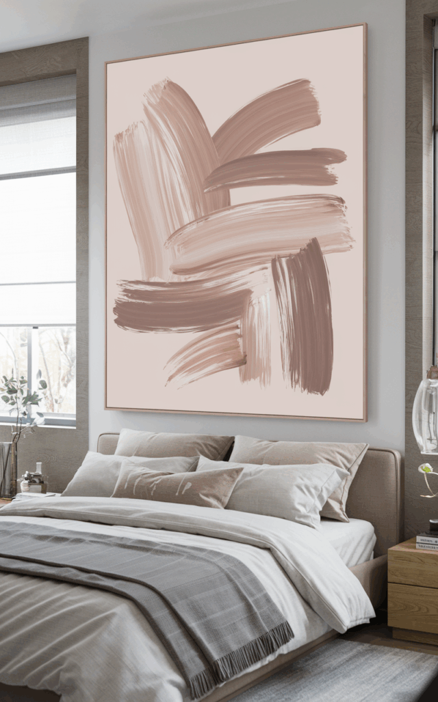 Introduce abstract blush artwork for subtle movement