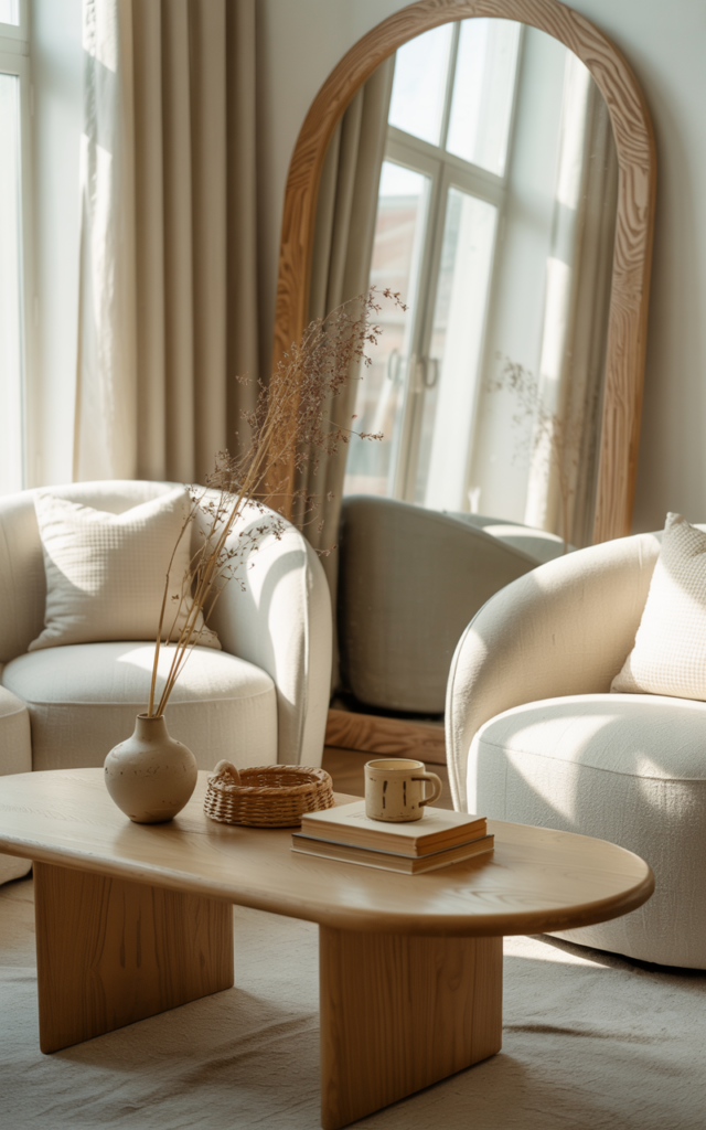 Introduce soft, curved shapes in furniture