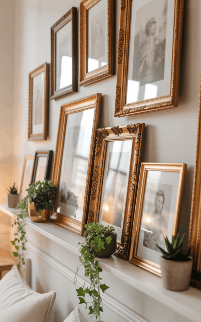 Layer framed vintage art instead of hanging everything