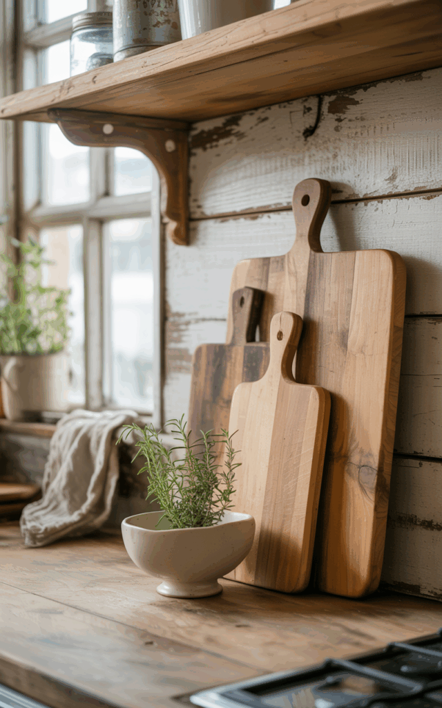 Layer old cutting boards in the kitchen