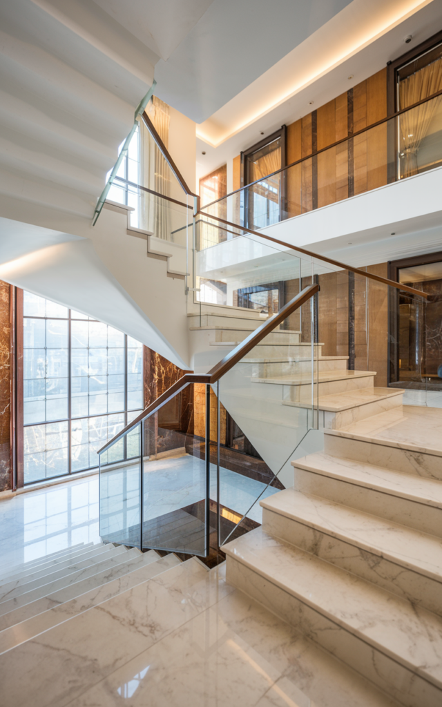 Mix Marble Treads with Minimal Railings