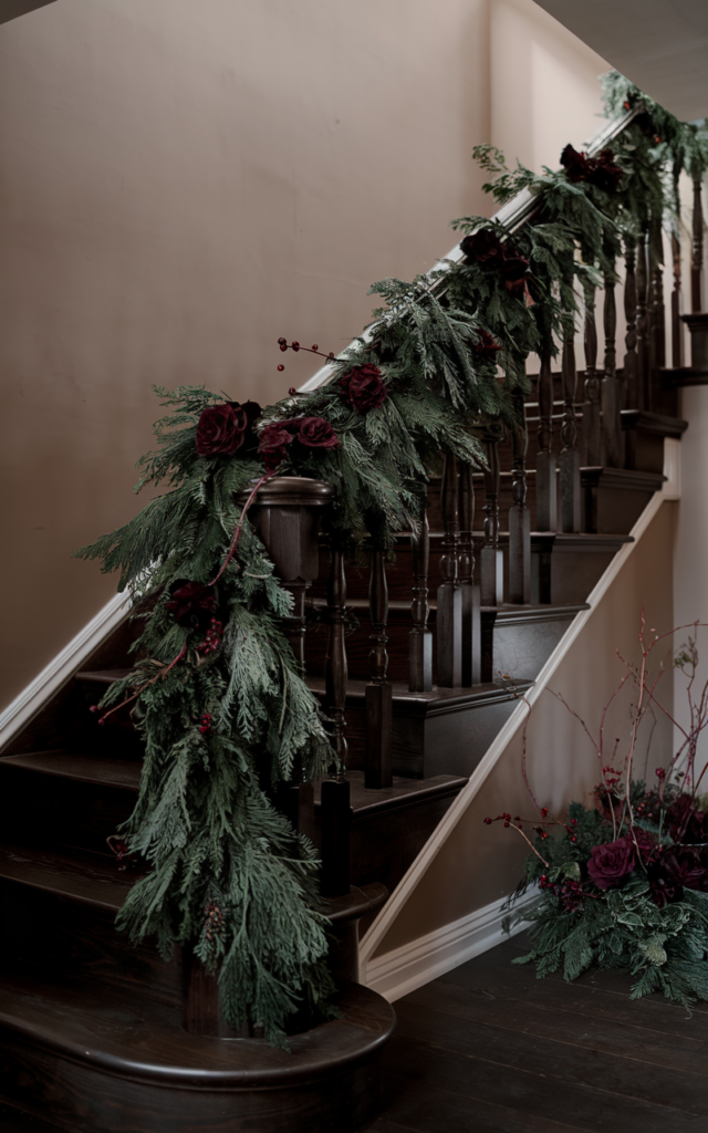 Mix in Burgundy Florals for a Moody Christmas Look