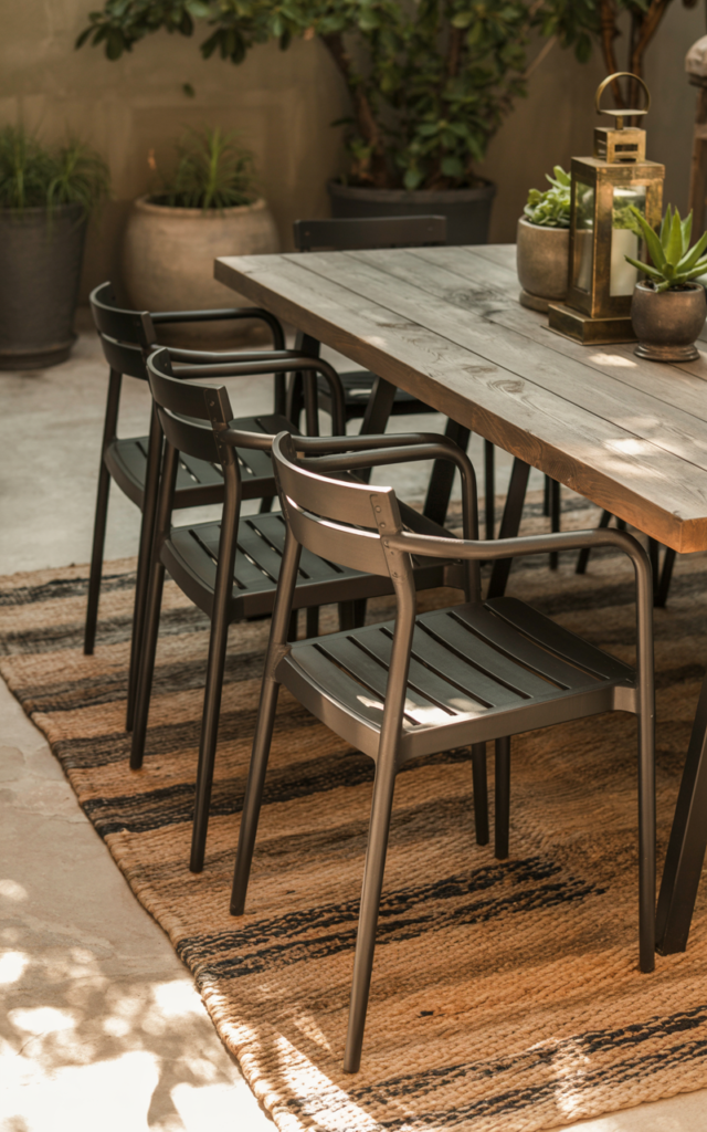 Mix modern furniture with rustic textures 🪵