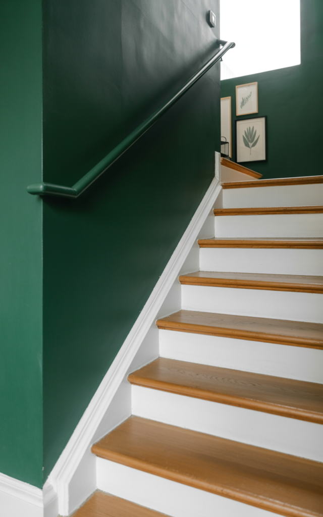 Paint a Bold Accent Color Along the Staircase Wall