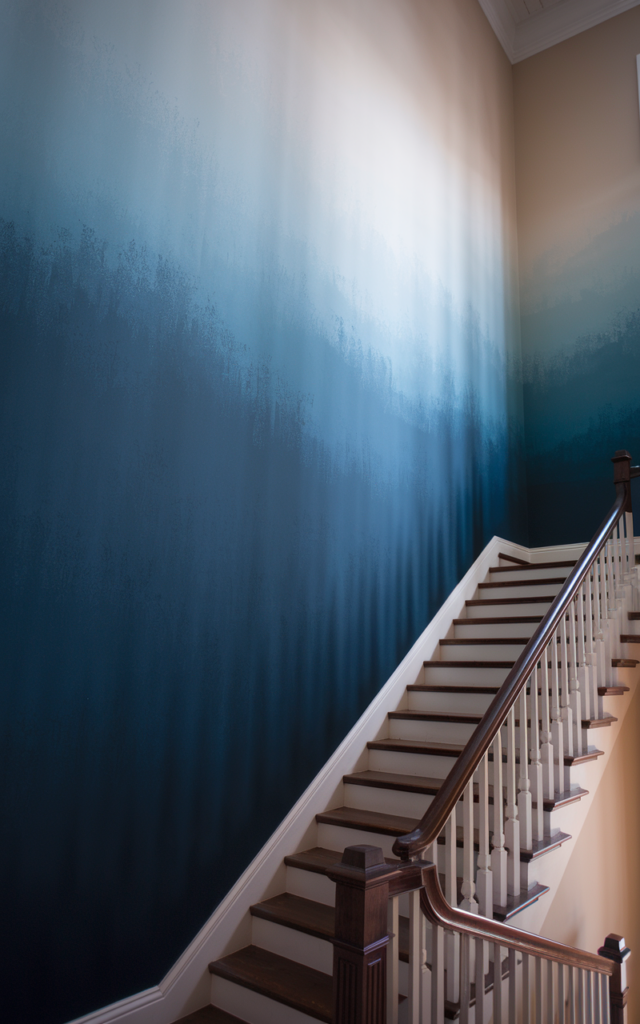 Paint a full-height ombré wall that fades upward