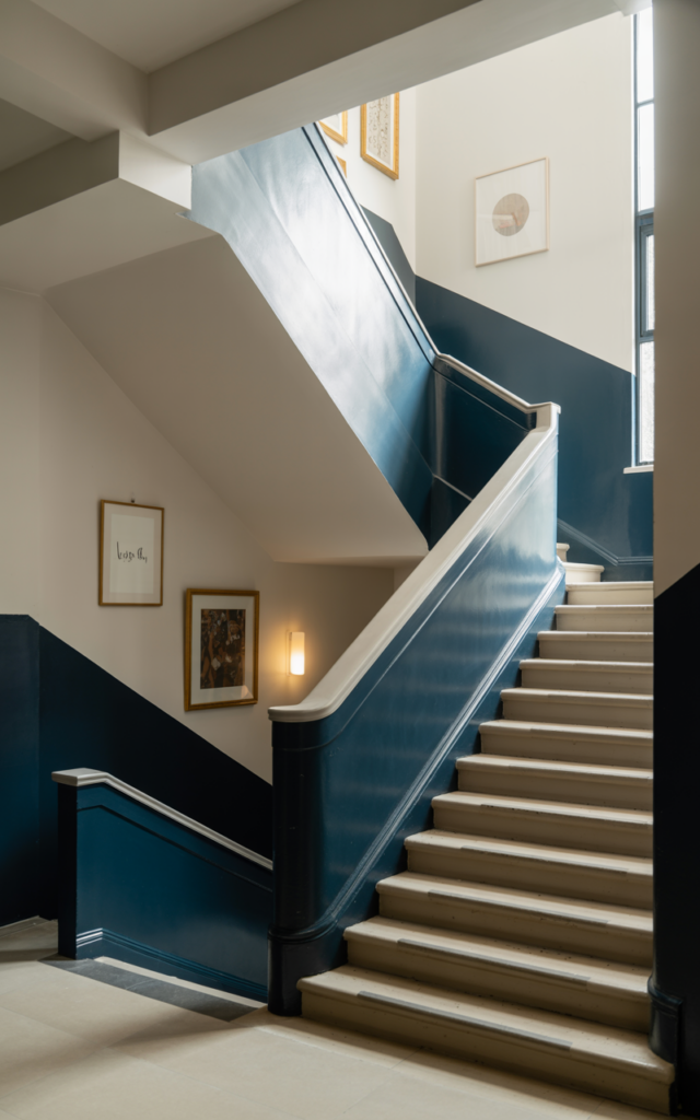 Paint a two-tone color block to visually anchor the space