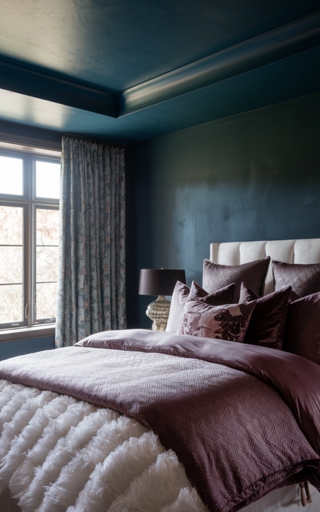 Paint the ceiling a slightly darker shade than the walls.