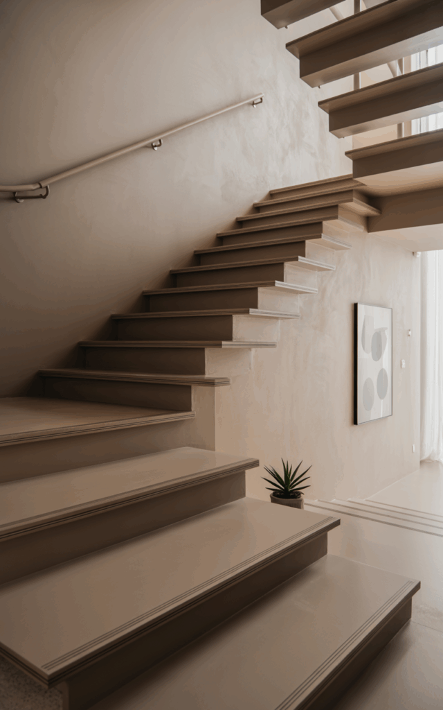 Paint the staircase and wall the same color