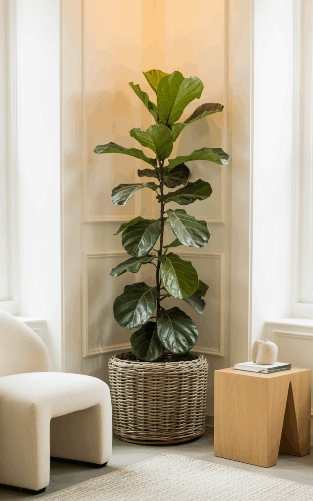 Place a large statement plant in an empty corner