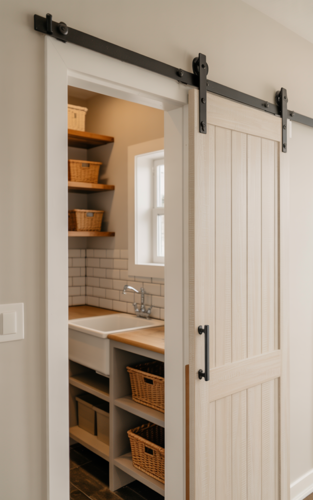 Replace bulky doors with a sliding barn door