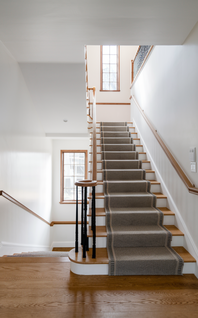 Secure a flatweave runner for high-traffic durability.