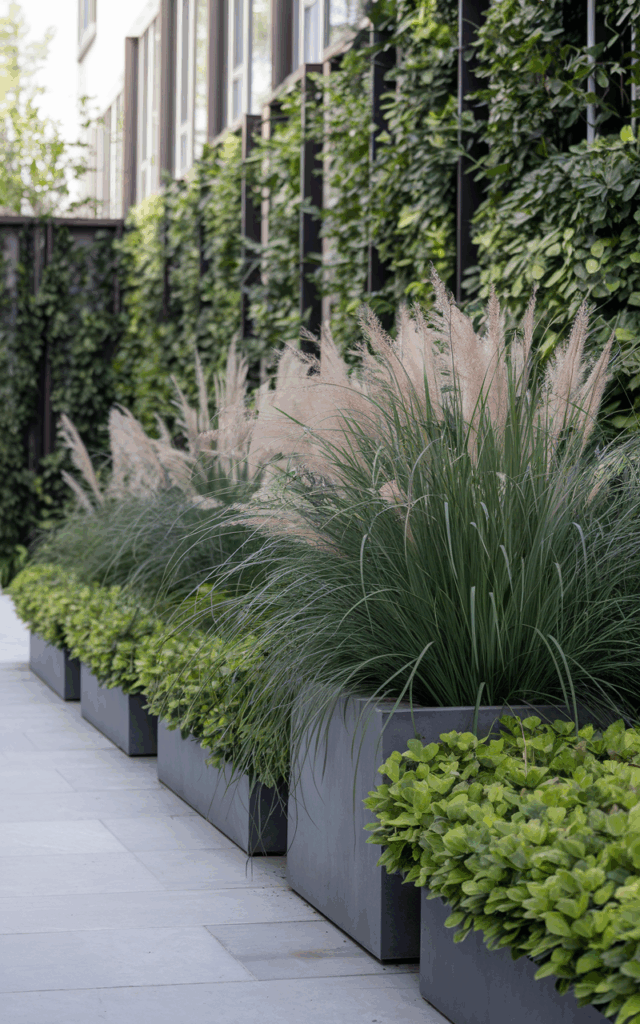 Stack Large Planters to Create a Green Barrier