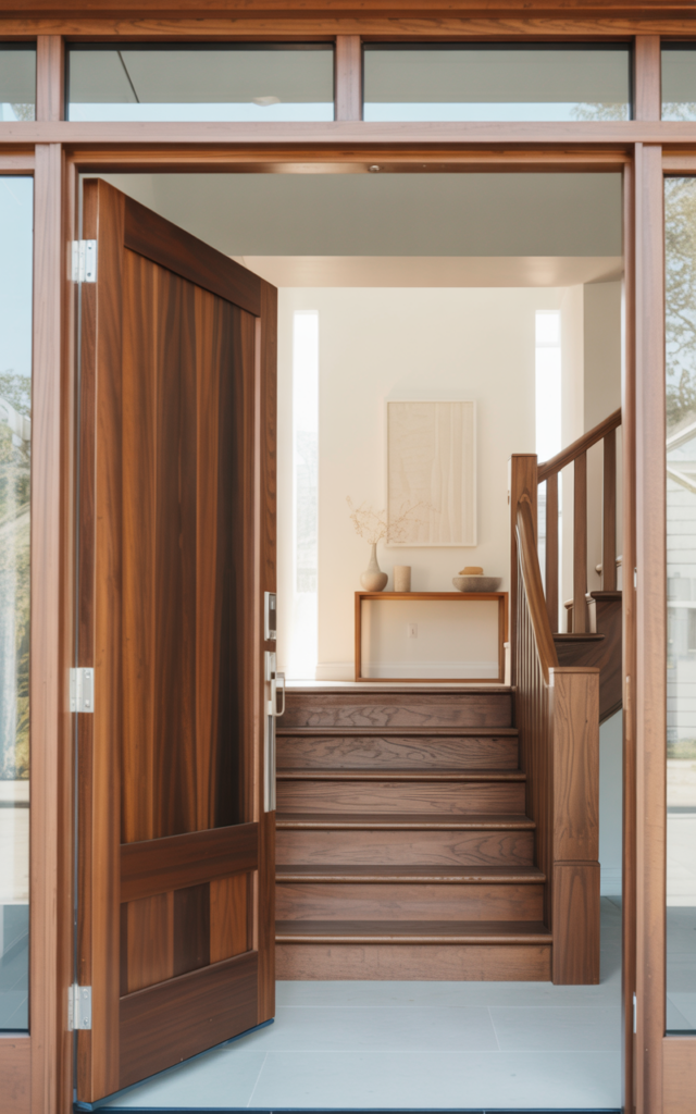 Stain Your Wood Staircase to Match Your Front Door