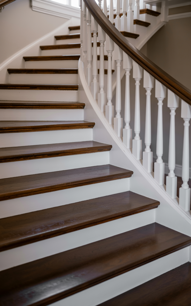 Stain the treads in a darker wood tone