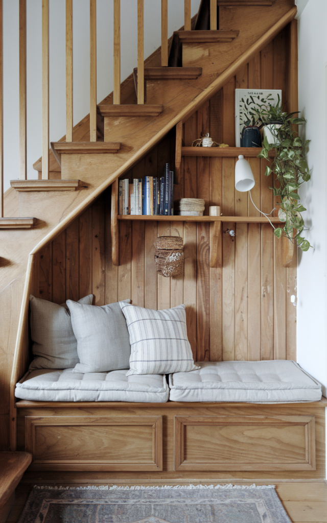 Turn the Space Under Your Wood Stairs into a Reading Nook