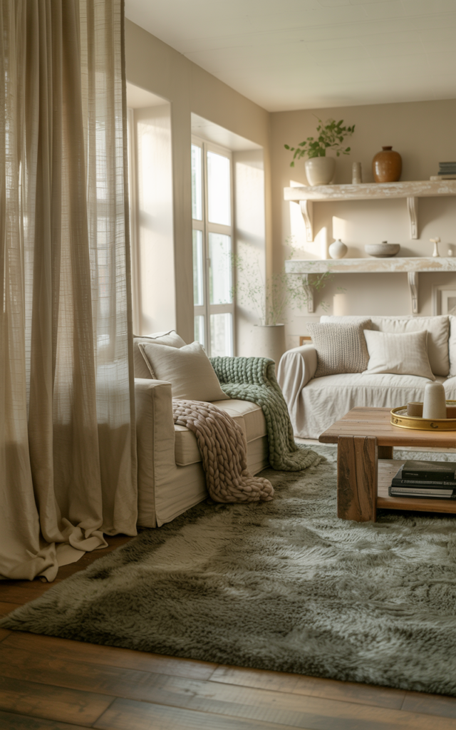 Use Curtains, Rugs, and Throws to Tie Everything Together