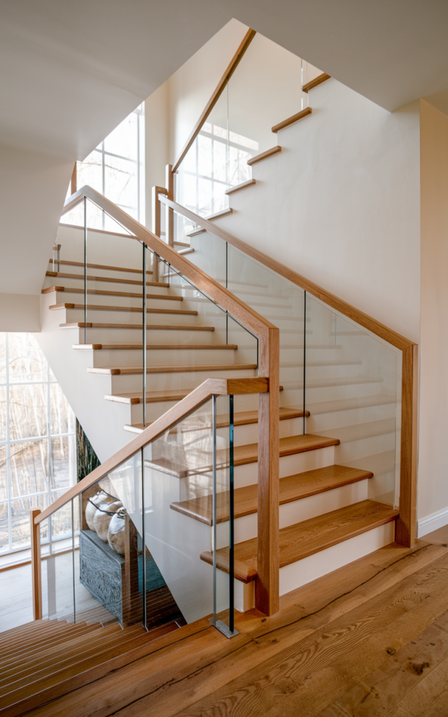 Use Glass Panels with Wooden Stair Stringers