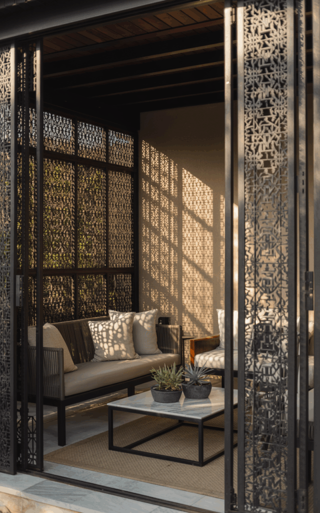 Use Outdoor Privacy Screens with Decorative Cutouts