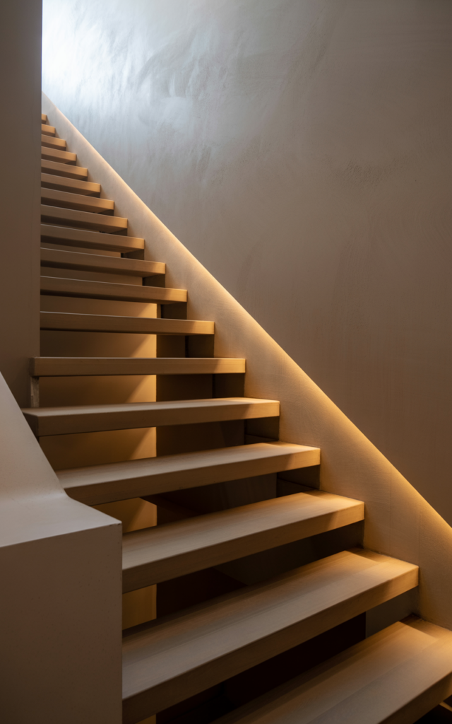 Use Warm Cove Lighting Along the Stair Wall