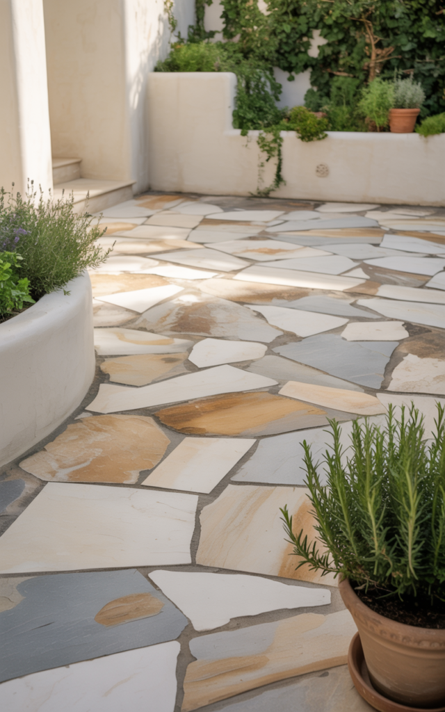Use natural stone flooring for an organic feel 🪨