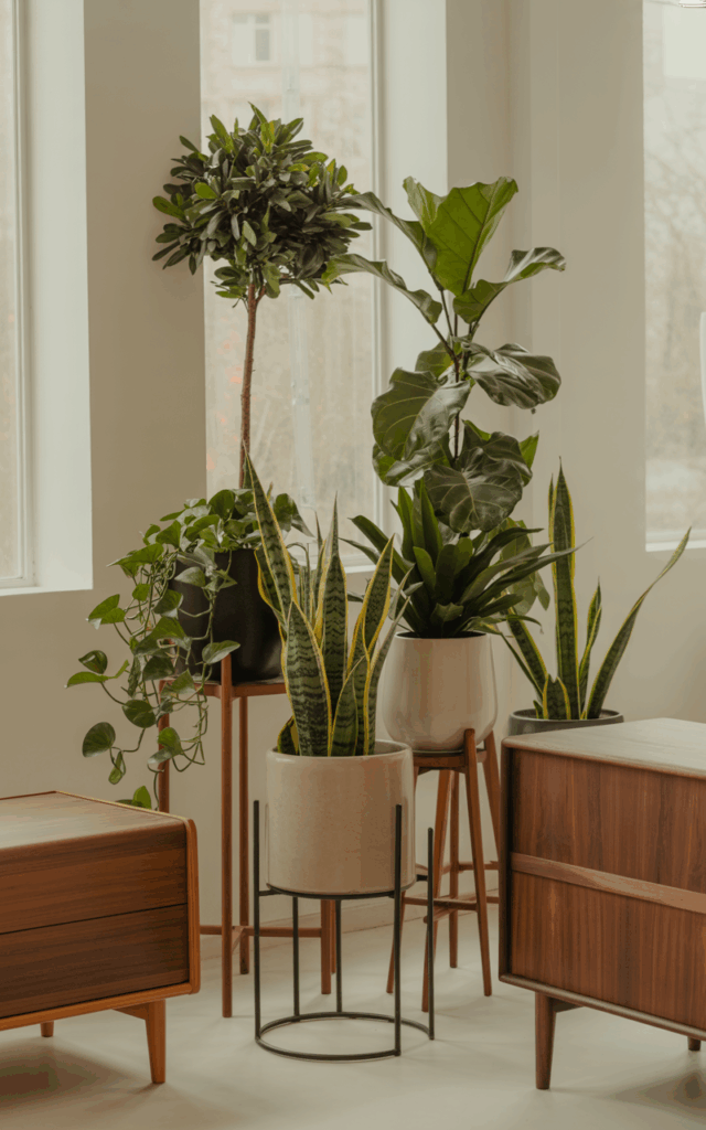 Use plant stands to add height variation