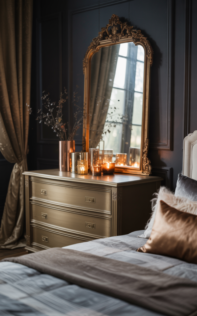 Use warm metallic accents sparingly.