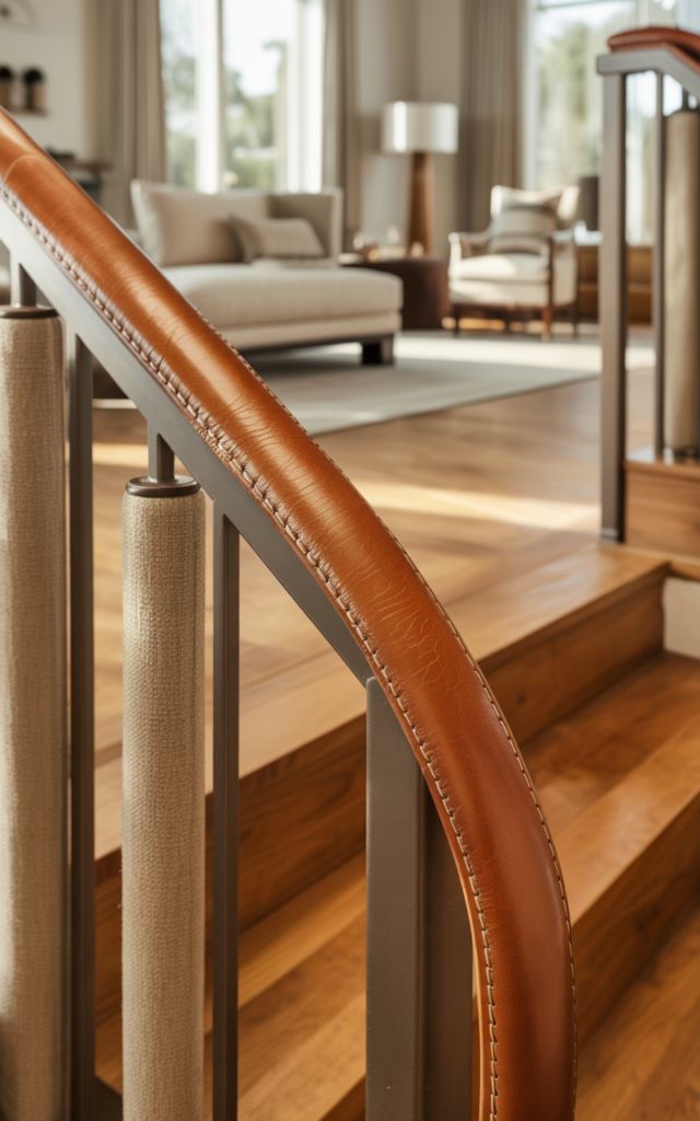 Wrap the railing in leather for unexpected warmth.