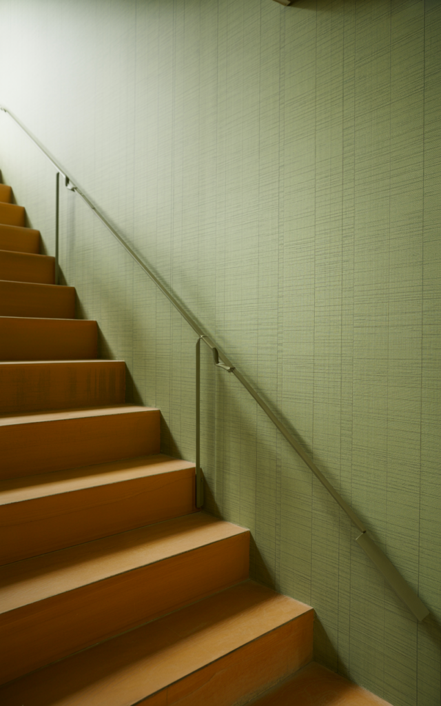 Wrap the staircase in textured wallpaper