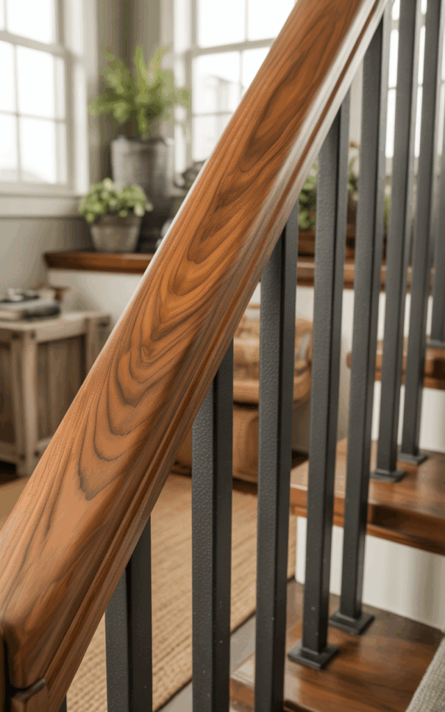 Wrap your handrail in warm natural wood.