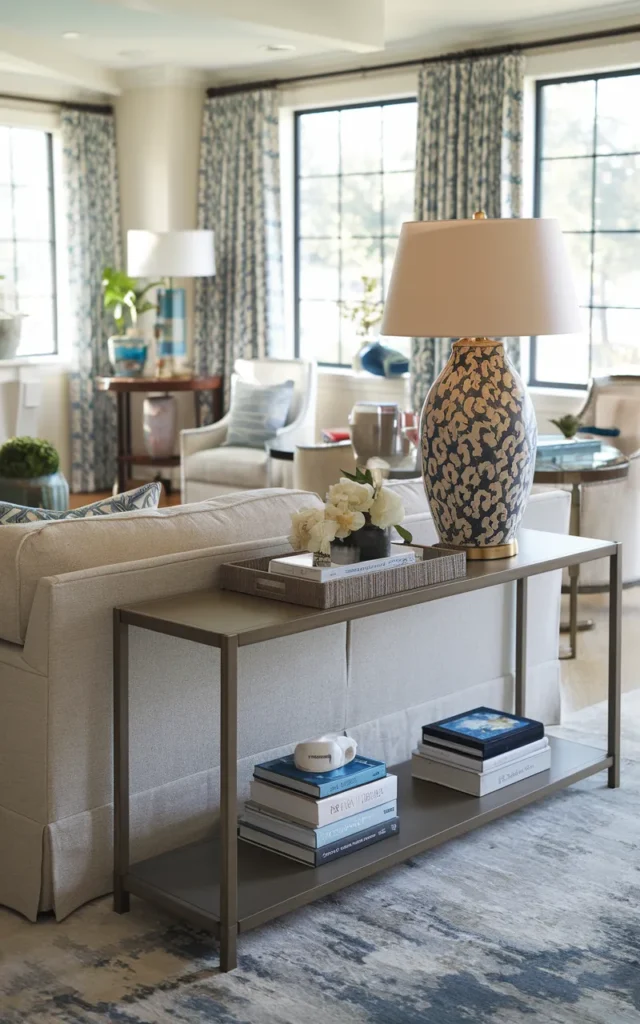 Add a console table behind your sofa