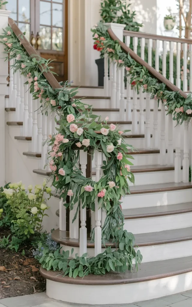 Add a floral garland staircase effect 🌿
