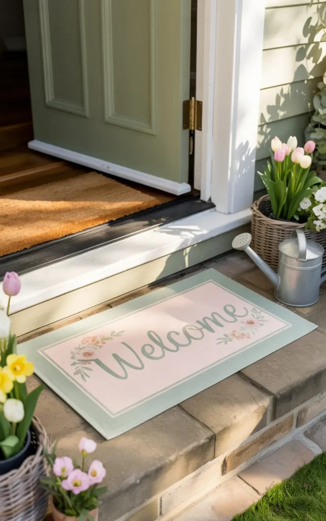 Add a pastel spring welcome mat 💛