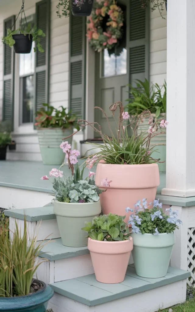 Add pastel-painted pots for cheerful color 🎨