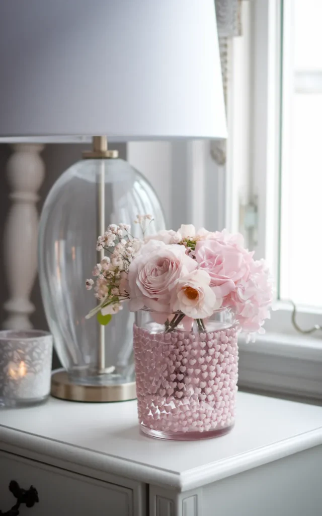 Add tiny heart clusters in soft pink 💗