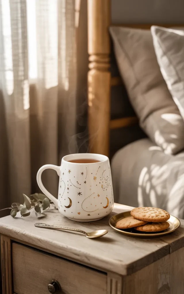 Add tiny stars and moons for a dreamy night-sky mug 🌙⭐