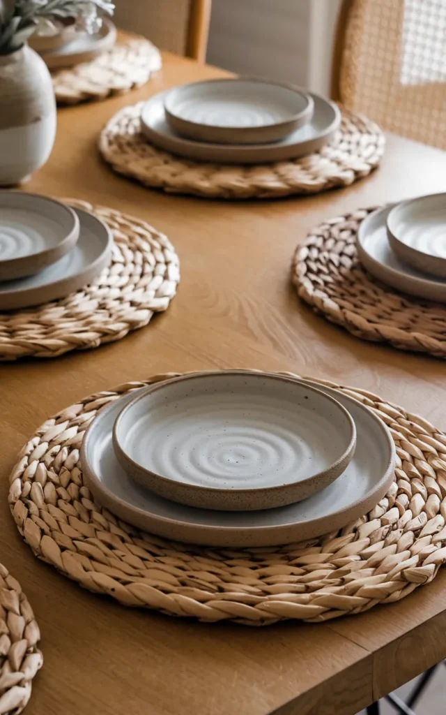 Add woven placemats for natural texture 🌿
