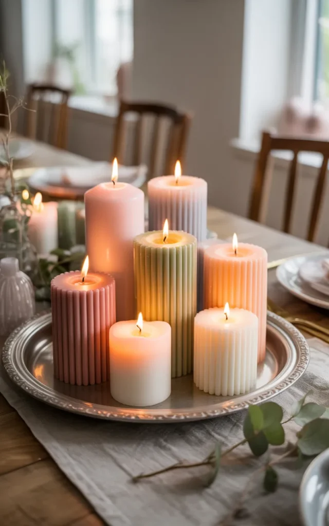 Arrange candles in soft spring shades 🕯️