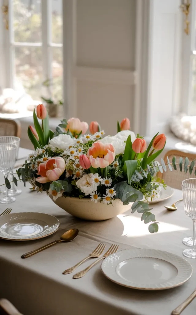 Build a garden-inspired centerpiece with mixed flowers 🌸