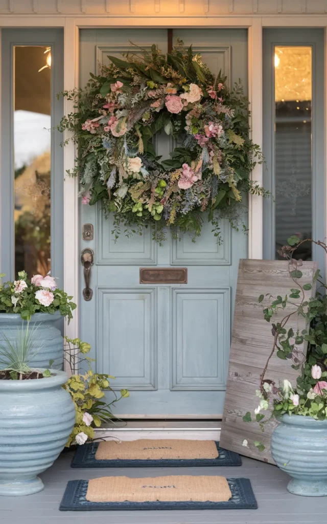 Create a full spring vignette around the doorway 🌸✨