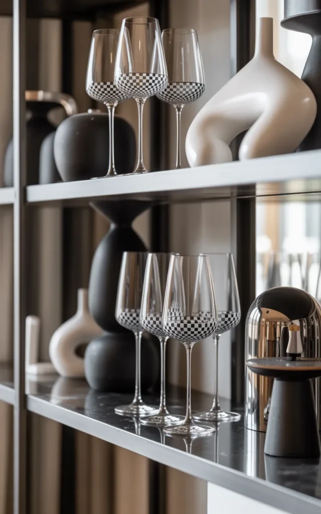 Create black-and-white checker accents 🖤🤍